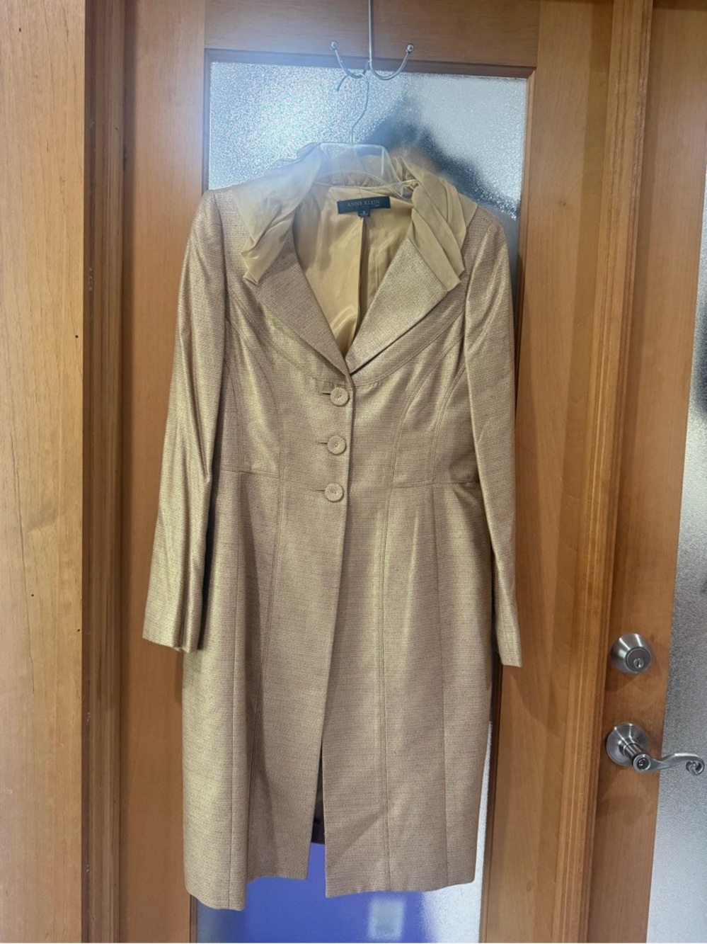 Anne Klein Long Jacket Skirt Suit  - Shimmery Gold - Size 8